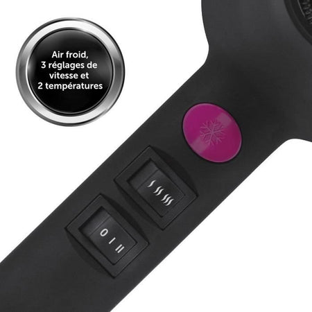 Asciugacapelli - REVLON - RVDR5251E - Perfect Heat - 2000 W - Motore AC - 2 velocità - Nero / Rosa