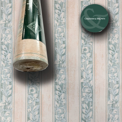 SUPER STOCK €0,56 al mq  - Rotolo da 5,2mq (10x0,52mt) di Carta da Parati vinilica Top Quality lavabile RIGHE E FIORI - Eternal Parquet