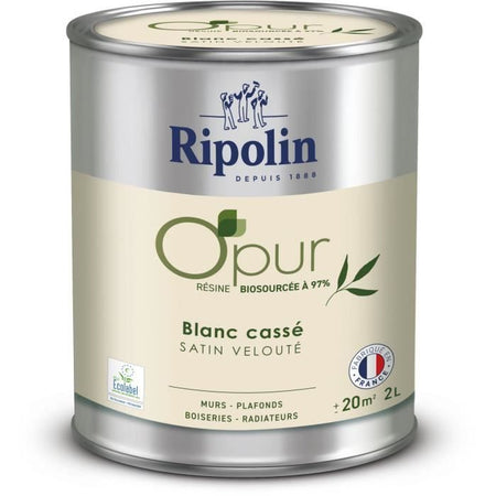 Vernice O'PUR per pareti, lavorazione del legno e radiatori - RIPOLIN - 472823 - Bianco sporco - Velluto satinato - 2 L