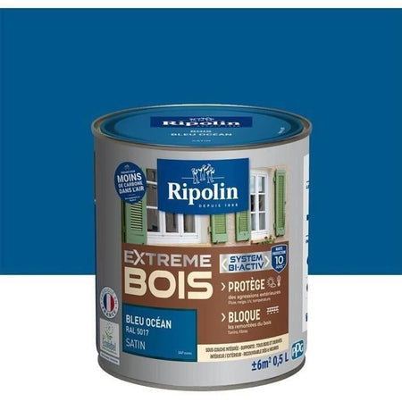 RIPOLIN Vernice per legno satinata ad alta protezione 10 anni che protegge e magnifica il tuo legno - Blu Oceano