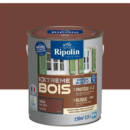 RIPOLIN Pittura per legno per interni ed esterni - per legno per interni ed esterni Teak Satin, 2,5L