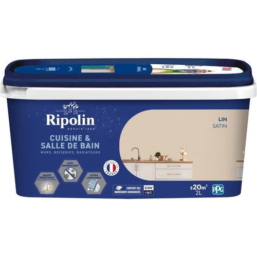 Dipingere pareti, falegnameria, soffitti, termosifoni - RIPOLIN - Cucina e bagno - 2 L - Biancheria