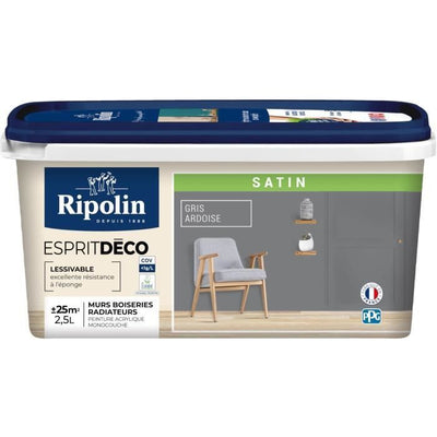 RIPOLIN Vernice satinata ultra coprente per cucina, camera da letto, soggiorno, ingresso, ingresso, corridoio - Grigio ardesia