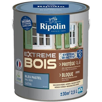 Vernice per legno estrema - Blu pastello RAL 5024 satinato - RIPOLIN - 2,5 L