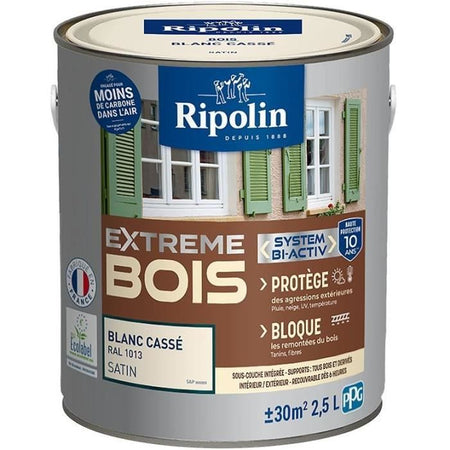 Vernice per legno estrema - Bianco sporco RAL 1013 satinato - RIPOLIN - 2,5 L