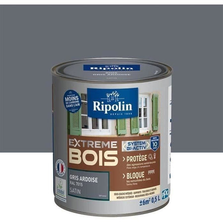 RIPOLIN Vernice per Legno Satinata ad Alta Protezione 10 anni che Protegge ed Esalta il tuo Legno - Grigio Ardesia