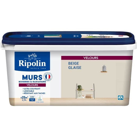 Pittura decorativa per pareti, legno e radiatori - RIPOLIN - 441606 - Beige argilla - Velluto - 2,5 L