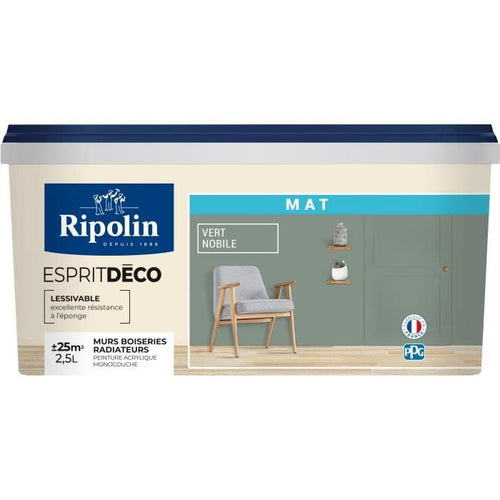 Pittura per decorazioni murali interne - Verde nobile opaco - RIPOLIN - 2,5 L