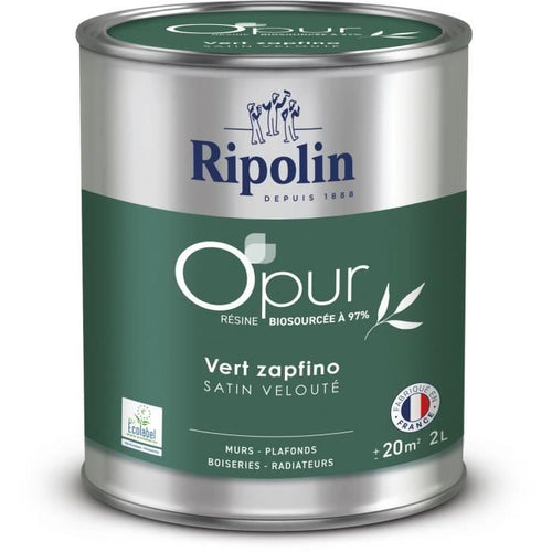 Vernice O'PUR per pareti, legno e radiatori - RIPOLIN - 472187 - Verde Zapfino - Velluto satinato - 2 L