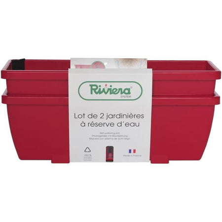 Fioriera RIVIERA EVA - Set di 2 fioriere - Plastica - 57 cm - Rosso