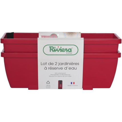 Fioriera RIVIERA EVA - Set di 2 fioriere - Plastica - 57 cm - Rosso