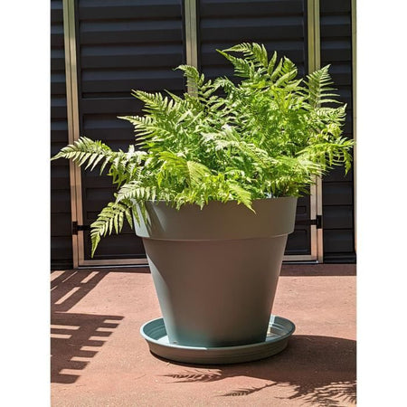 Fioriera rotonda RIVIERA SOLEILLA - Plastica - Diametro 60 cm Verde argilla