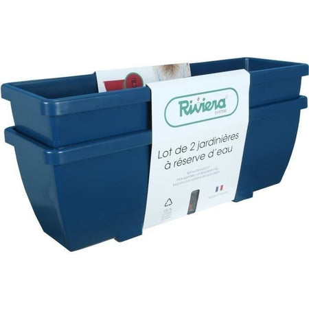 Fioriera RIVIERA EVA - Set di 2 fioriere - Plastica - 57 cm - Blu