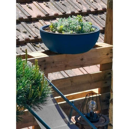 Fioriera rotonda RIVIERA COUPE GRANIT - Plastica - Diametro 40 cm - Blu