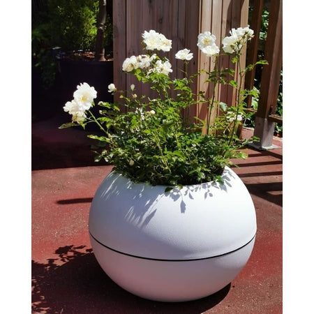 Fioriera rotonda RIVIERA GRANIT BOULE - Plastica - Diametro 40 cm - Bianco