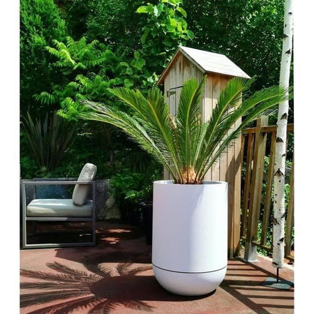 Fioriera rotonda RIVIERA GRANIT TULIP - Plastica - Diametro 40 cm - Bianco