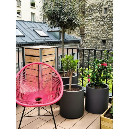 CONTENITORE IN GRANITO ROTONDO 40 GRIGIO