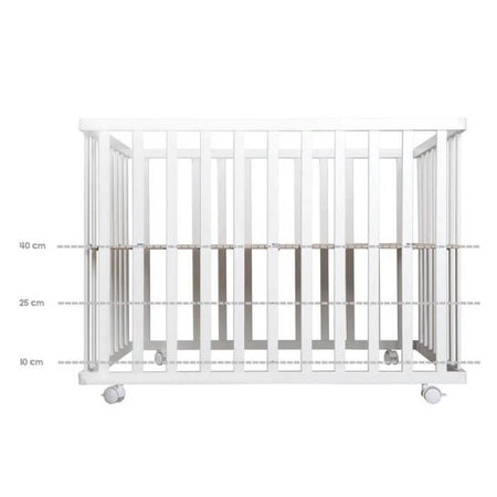 Box per bambini 100x75 cm + Tappetino con stampa di gufi Adam ed Eule + 4 ruote - ROBA - Legno bianco