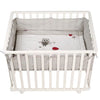 Box per bambini 100x75 cm + Tappetino con stampa di gufi Adam ed Eule + 4 ruote - ROBA - Legno bianco