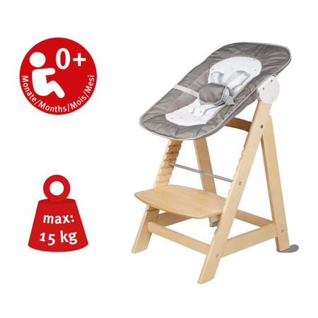 ROBA Born Up Seggiolone Trasformabile 2 in 1 + Sdraietta Reclinabile - Sternenzauber - Dalla Nascita - Legno Naturale