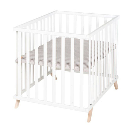 Box per bambini - ROBA - 75 x 100 cm - Tappetino gioco 'Lil Planet' grigio incluso - Legno laccato bianco