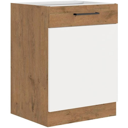 ROCK - Base - rovere Lancillotto e melaminico bianco lucido - 60 cm - 1 anta battente