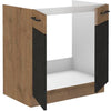 Base sottolavabo ROCK - Melaminico decoro rovere lancillotto e grigio matera - 1 anta - L80 x H82 cm
