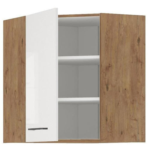 ROCK - Colonna angolare - rovere Lancillotto e melaminico bianco lucido - 58 x 58 cm