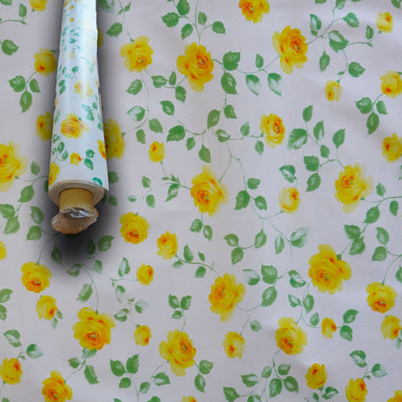 ***MEGA STOCK*** Rotolo da 20 metri (H140cm) di Tovaglia PVC telata cerata Per Casa, Sagre, Pizzerie ROSE GIALLE