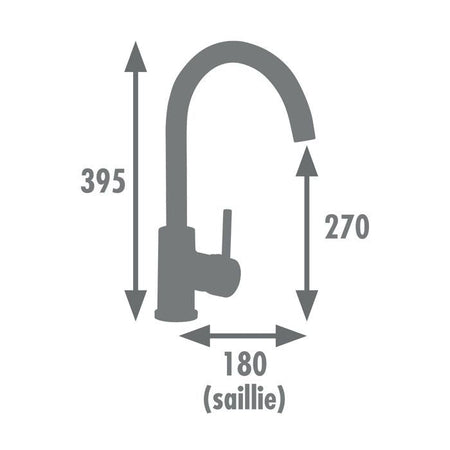 ROUSSEAU Miscelatore da cucina Kben - Senza doccia - Modulo di memoria - Grigio e nero
