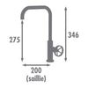 ROUSSEAU MISCELATORE LAVABO INDUSTRIALE BOCCA MOBILE NERO