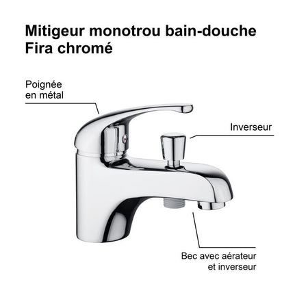 FIRA miscelatore doccia vasca monoforo cromo