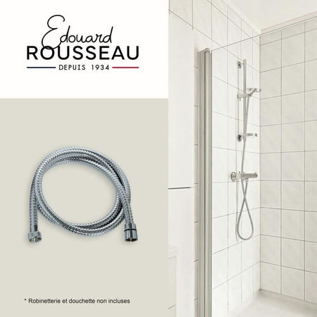Flessibile doccia - ROUSSEAU - Dadi metallici antitorsione - Pressione 1 bar - Lunghezza 1,75 m - Acciaio inox cromato a doppia graffatura