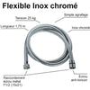 Flessibile doccia - ROUSSEAU - Dadi metallici antitorsione - Pressione 1 bar - Lunghezza 1,75 m - Acciaio inox cromato a doppia graffatura