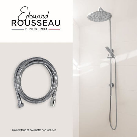 Flessibile doccia - ROUSSEAU - Dado metallico antitorsione - Crimpature di sicurezza - Lunghezza 1,75 m - Acciaio inox cromato a presa singola