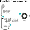 Flessibile doccia - ROUSSEAU - Raccordo universale - Dimensioni compatte - Dadi metallici - Lunghezza 1,50 m - Acciaio inox cromato a presa singola