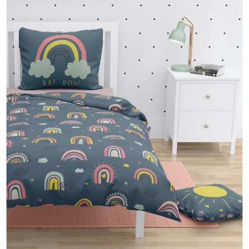 ROUPILLON Set Copripiumino Arcobaleno - 2 Pz - 140 x 200 - 100% Cotone - Notte