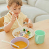 MINILAND Learning tableware Dream - set pappa educativo - bicchiere con manici, piatto piano, ciotola piatto fondo, posate - unicorno