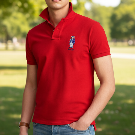 Polo Ralph Lauren Uomo Polo Bear Mezze Maniche Polo Con Orsetto Ricamato Logo Medio Polo Colletto 2 Bottoni Maniche Corte