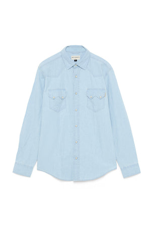 Roy Roger's camicia uomo Western in chambray stone washed indigo