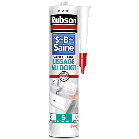 Sigillante sanitario - RUBSON - 1469154 - Bagno sano - Lisciante con le dita - Bianco - 280 ml