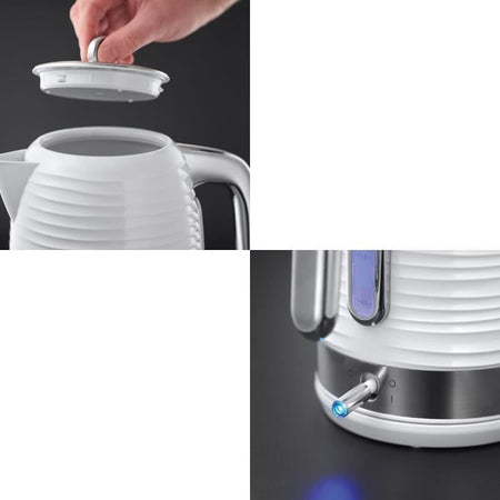 Bollitore Russell Hobbs 24360-70 Inspire 1.7L, ebollizione rapida, livello dell'acqua visibile, filtro anticalcare - bianco