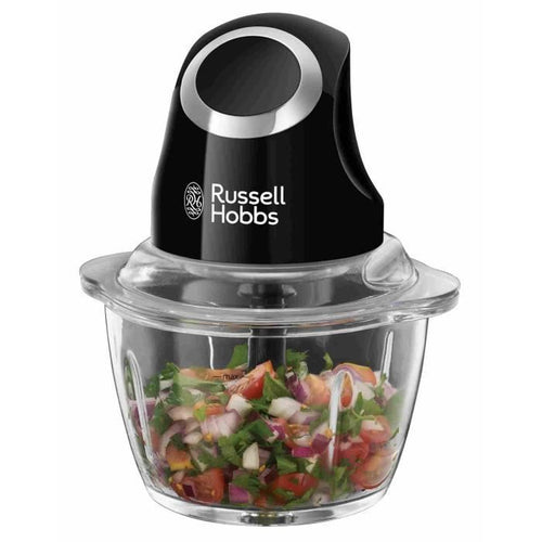 Mini tritatutto - RUSSELL HOBBS - Desire 24662-56 - 200 W - Ciotola in vetro da 1 L - Lame in acciaio inossidabile - Nero opaco