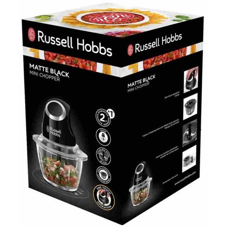 Mini tritatutto - RUSSELL HOBBS - Desire 24662-56 - 200 W - Ciotola in vetro da 1 L - Lame in acciaio inossidabile - Nero opaco