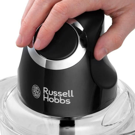 Mini tritatutto - RUSSELL HOBBS - Desire 24662-56 - 200 W - Ciotola in vetro da 1 L - Lame in acciaio inossidabile - Nero opaco