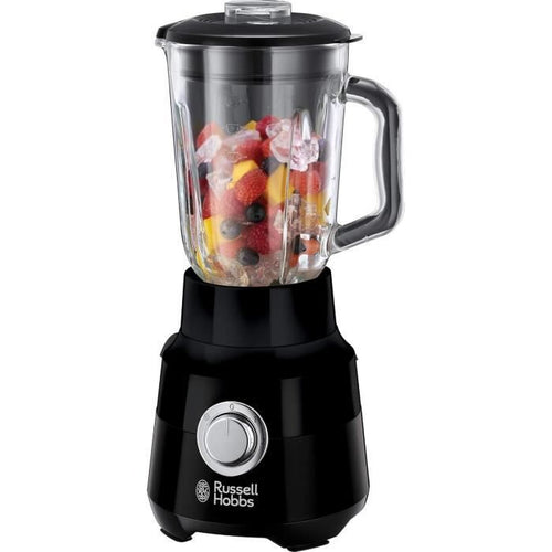 Frullatore - RUSSELL HOBBS - Nero opaco 24722-56 - 650 W - Nero opaco - Ciotola in vetro da 1,5 L - 2 velocità + impulso