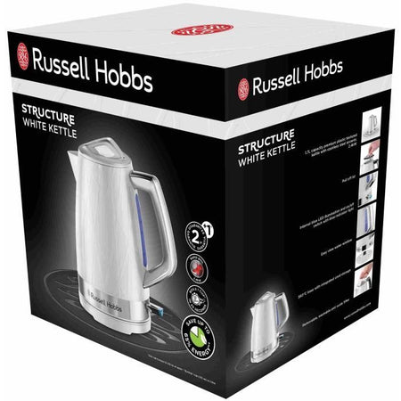 Russell Hobbs 28080-70 Struttura Bollitore 1.7L, Bollitore Rapido, Consuma Meno Energia, Base Multidirezionale 360 - Bianco