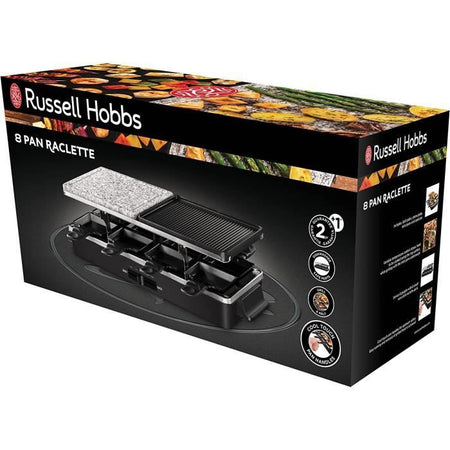 Russell Hobbs Raclette Device - 26280-56 - 3 in 1 multifunzione - 8 persone - 1400W - Stone da cucina - Grill reversibile