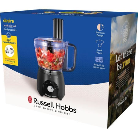 Robot da cucina - RUSSEL HOBBS - Desire Matte Charcoal - 600 W - 2 velocità + impulso - Nero