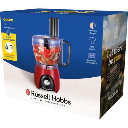 Robot da cucina - RUSSEL HOBBS - Desire Red - 600 W - 2 velocità + impulso - Rosso